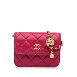 Chanel-Pink Chanel Mini CC Matelasse Pearl Crush Lambskin Crossbody Bag-Pink