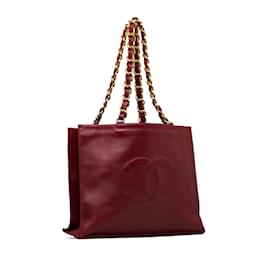 Chanel-Burgundy Chanel CC Lambskin Tote Bag-Dark red