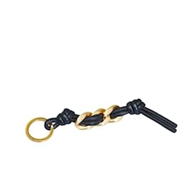 Bottega Veneta-Black Bottega Veneta Leather Keyring Key Chain-Black