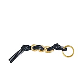 Bottega Veneta-Black Bottega Veneta Leather Keyring Key Chain-Black