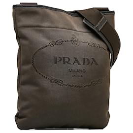 Prada-Brown Prada Canapa Logo Crossbody-Marrone