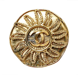 Chanel-Gold Chanel CC Solar Brooch-Golden