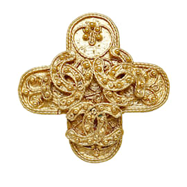 Chanel-Gold Chanel Triple CC Brooch-Golden