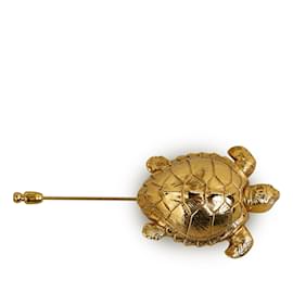 Chanel-Broche de Tartaruga Chanel Dourado-Dourado