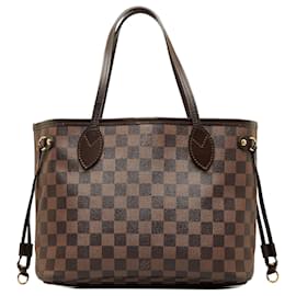 Louis Vuitton-Sac cabas marron Louis Vuitton Damier Ebene Neverfull PM-Marron