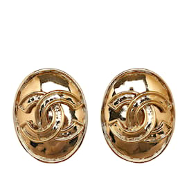 Chanel-Boucles d'oreilles à clip Chanel CC dorées-Doré