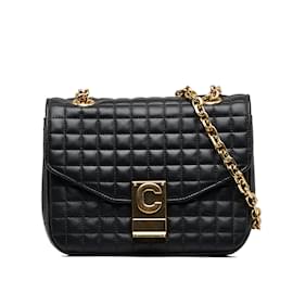 Céline-Black Celine Small Quilted C Bag-Black
