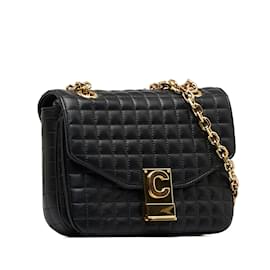 Céline-Black Celine Small Quilted C Bag-Black
