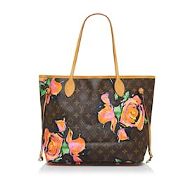 Louis Vuitton-Sac cabas marron Louis Vuitton Monogram Roses Neverfull MM-Marron