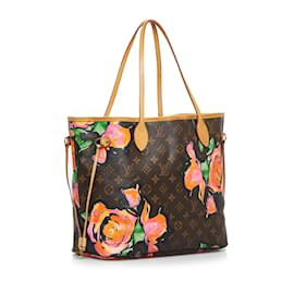 Louis Vuitton-Sac cabas marron Louis Vuitton Monogram Roses Neverfull MM-Marron