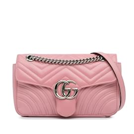 Gucci-Rosa Gucci Medium GG Marmont Matelasse Umhängetasche-Pink