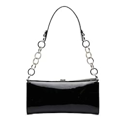 Salvatore Ferragamo-Black Ferragamo Patent Leather Shoulder Bag-Black