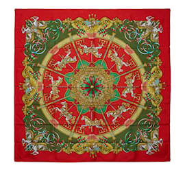 Hermès-Bufanda de seda roja Hermes Luna Park Bufandas-Roja
