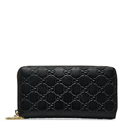 Gucci-Black Gucci Guccissima Leather Zip Around Wallet-Black