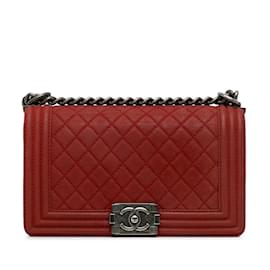 Chanel-Red Chanel Medium Caviar Boy Flap Bag-Red