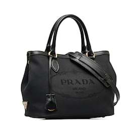 Prada-Black Prada Canapa Logo Satchel-Black