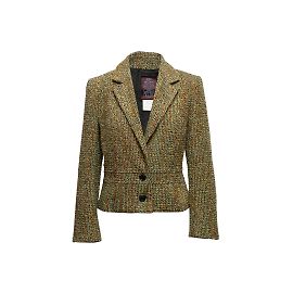 Vintage Olive & Gold John Galliano Boucle Blazer Size US S Golden