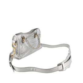 Balenciaga-Silver Balenciaga Mini Motocross City Giant 21 Satchel-Silvery