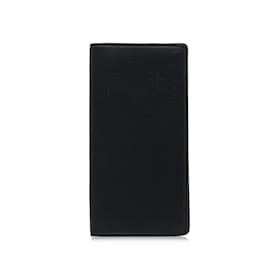 Louis Vuitton-Black Louis Vuitton Monogram Shadow Brazza Long Wallets-Black