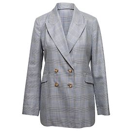 Blazer azul e multicolor Gabriela Hearst Wool Glen Plaid Tamanho EUA 8 Azul