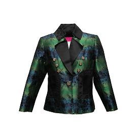 Vintage Green & Multicolor Christian Lacroix Silk Jacquard Blazer Size US S Green