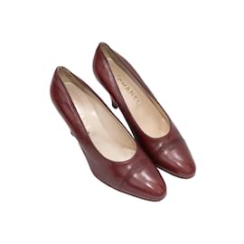 Chanel-Zapatos de tacón con punta puntiaguda de cuero Chanel marrón vintage Tamaño 36-Castaño