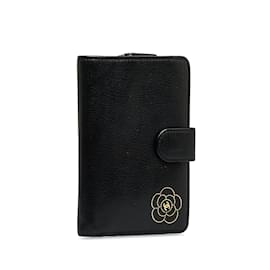 Chanel-Black Chanel Camellia Leather Wallet-Black