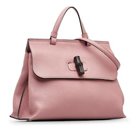Gucci-Bolso satchel diario mediano de bambú Gucci rosa-Rosa