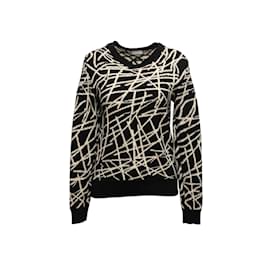 Christian Dior-Black & White Dior Homme Wool Intarsia Sweater Size M-Black
