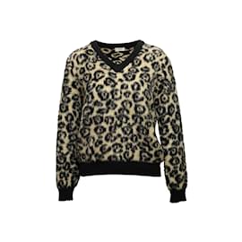 Céline-Pull à motifs léopard Celine noir et beige Taille M-Noir