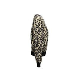 Céline-Suéter preto e bege com estampa de leopardo Celine tamanho M-Preto