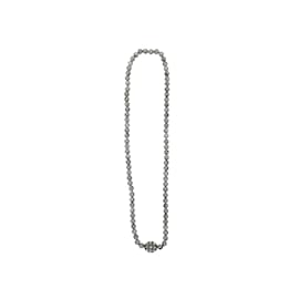 Autre Marque-Collier de perles en pierre de lune et diamant Bavna gris et argenté-Gris