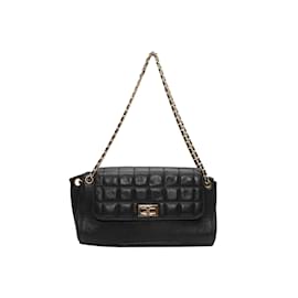 Chanel-Black Chanel 2002-2003 East West Chocolate Bar Flap Bag-Black