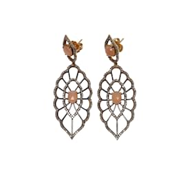 Autre Marque-Coral Gemstone & Pave Diamond Jennifer Miller Pierced Earrings-Orange