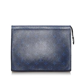 Louis Vuitton-Blue Louis Vuitton Monogram Taigarama Pochette Voyage MM Clutch Bag-Bleu