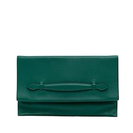 Hermès-Green Hermes Evercolor Pliplat Clutch-Green