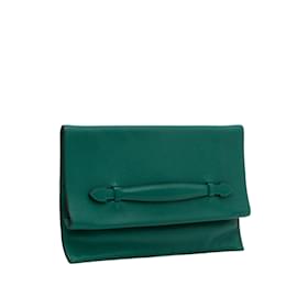 Hermès-Green Hermes Evercolor Pliplat Clutch-Green