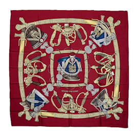Hermès-Sciarpe di seta rosse Hermes Grand Uniforme-Rosso