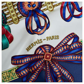 Hermès-Lenços de seda Hermes Les Rubans du Cheval brancos-Branco