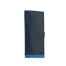 Prada-Blue Prada Leather Long Wallet-Blue