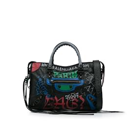 Balenciaga-Black Balenciaga Graffiti Motocross Classic City Satchel-Black