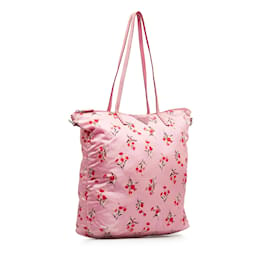 Prada-Pink Prada Tessuto Stampato Floral Tote Bag-Pink