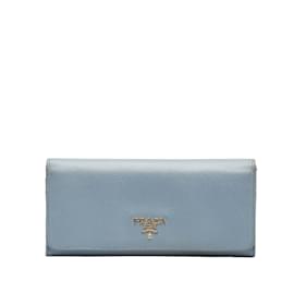 Prada-Blue Prada Saffiano Lux Continental Wallet-Blue