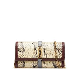 Brown Gucci Jackie 1961 Python Wallet on Chain Brown