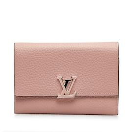 Louis Vuitton-Cartera compacta rosa Louis Vuitton Taurillon Capucines-Rosa