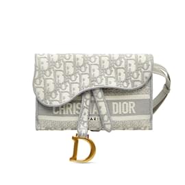 Dior-Gray Dior Oblique Saddle Slim Belt Pouch-Other