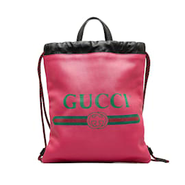 Gucci-Pink Gucci Gucci Logo Backpack-Pink