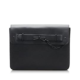 Louis Vuitton-Black Louis Vuitton Monogram Taurillon Pochette Steamer Clutch Bag-Black