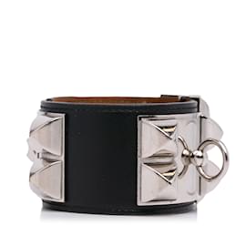 Hermès-Pulseira Hermes Collier de Chien Preta-Preto