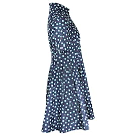 Miu Miu-Minivestido camisa de bolinhas Miu Miu em algodão azul marinho-Azul,Azul marinho